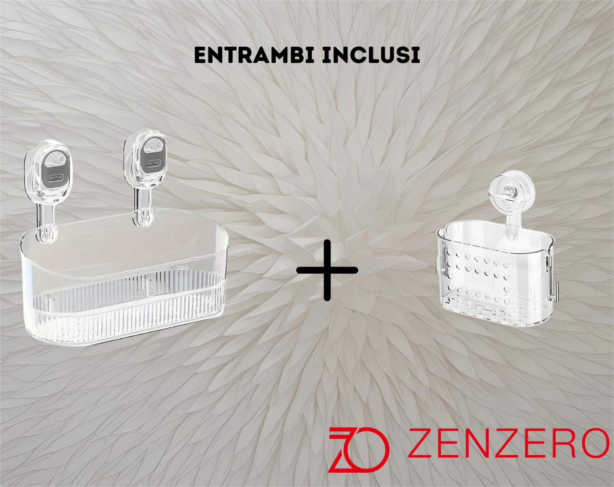 Set 2 Mensole Bagno con Ventosa – Piccola e Grande, Trasparenti