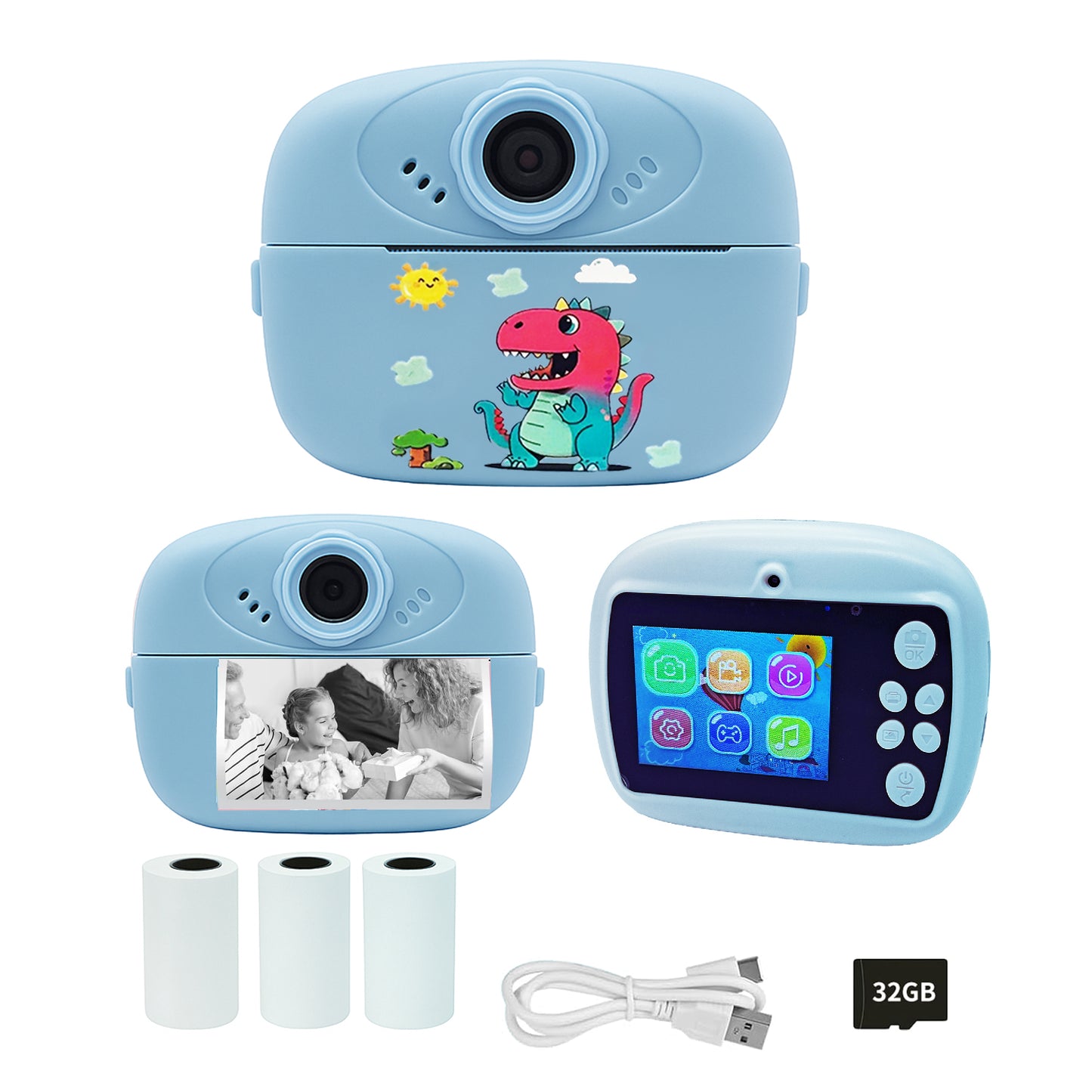 Macchina Fotografica Istantanea per Bambini con Stampa Termica – Schermo LCD, Giochi, MP3, Video HD 1080p – 32GB Inclusa