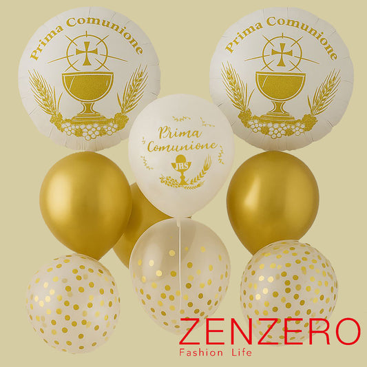 Set Palloncini Prima Comunione Oro – 19 Pezzi Decorativi