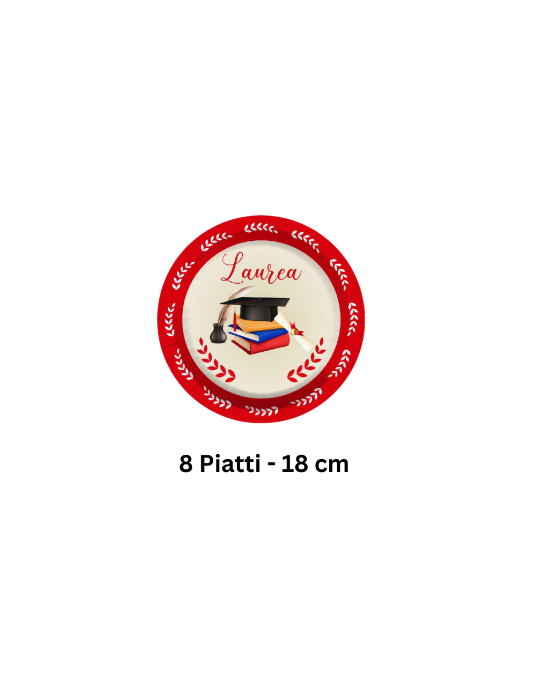 Set elegante per festa di laurea con design rosso e simboli di laurea