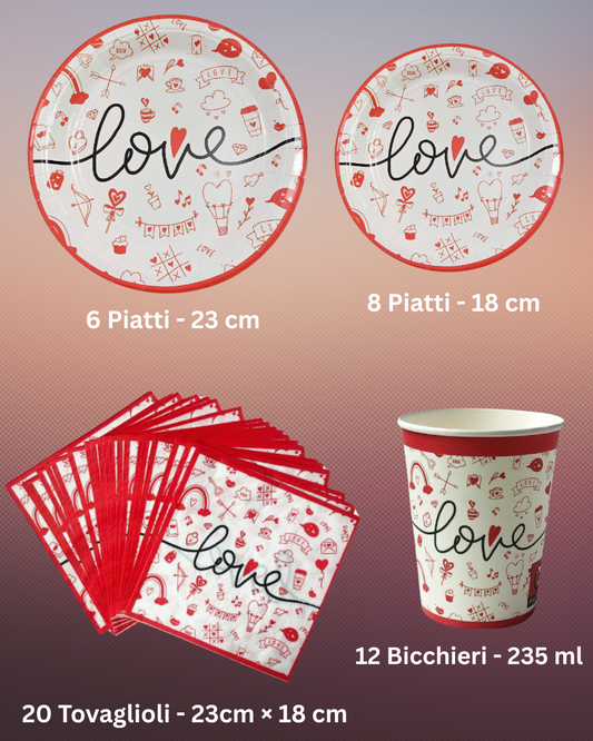 Kit decorativo a tema Love per cene romantiche e anniversari