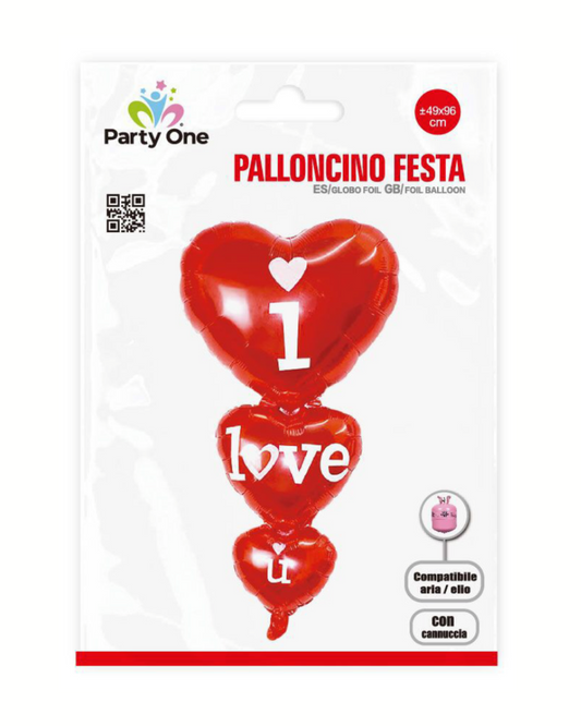 Palloncino a Cuore 'I Love U' - 96x49 cm, Rosso
