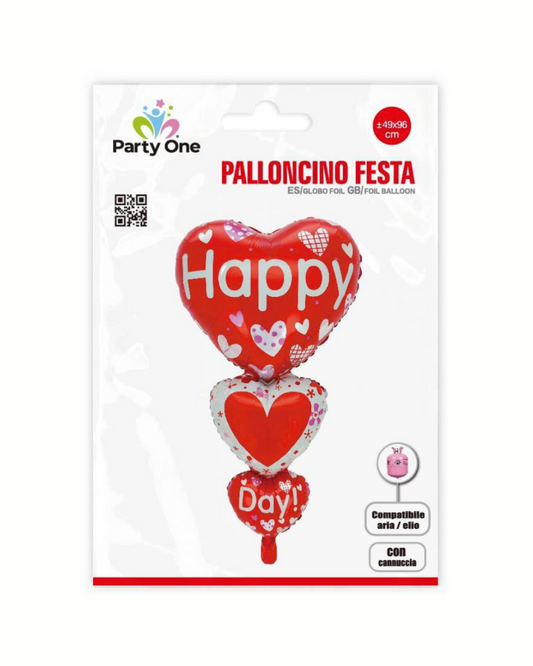 Palloncino a Cuore "Happy Day" - 96x49 cm, Rosso