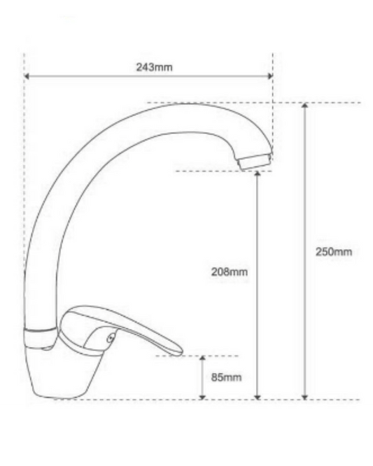 Miscelatore Lavello Cucina BARI Alto Girevole – Rubinetto Cromato Anticalcare
