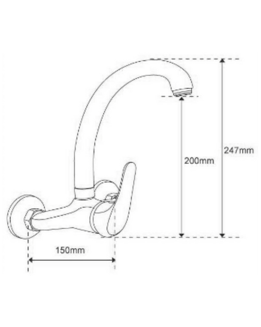 Miscelatore da Cucina a Muro RARI - Finitura Cromo | Doppio Flusso, Beccuccio Girevole, Aeratore Anticalcare