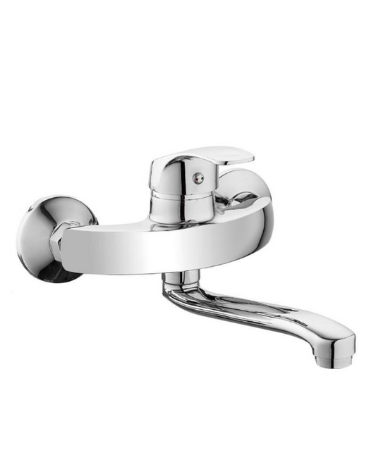 Miscelatore da Cucina a Muro NAPOLI - Finitura Cromo | Beccuccio Girevole, Testa a Doppia Fase, Aeratore Anticalcare