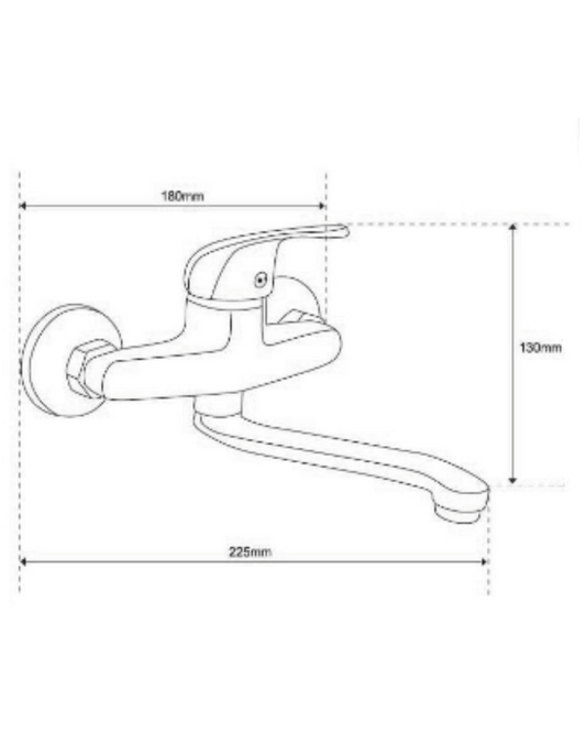 Miscelatore da Cucina a Muro NAPOLI - Finitura Cromo | Beccuccio Girevole, Testa a Doppia Fase, Aeratore Anticalcare