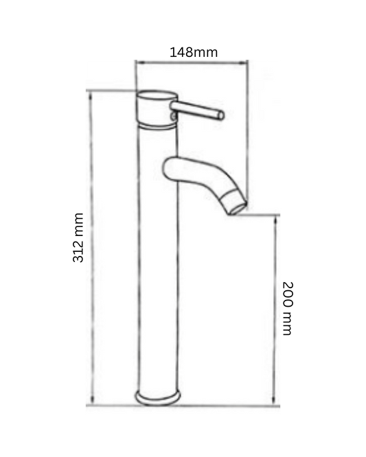 Miscelatore Lavabo Alto PISA - Rubinetto Bagno in Ottone Cromato con Risparmio Idrico e Aeratore Anticalcare