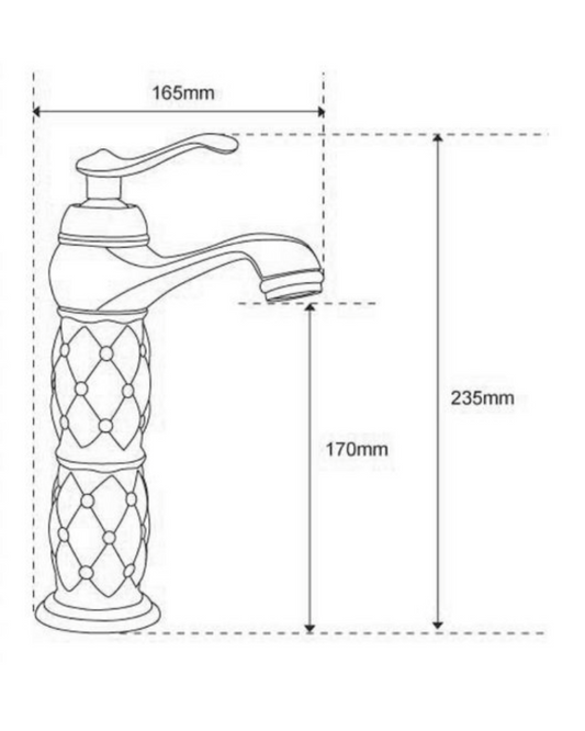 Miscelatore per Lavabo Alto in Ceramica Bianca e Oro - Design Classico, Girevole, Anticalcare