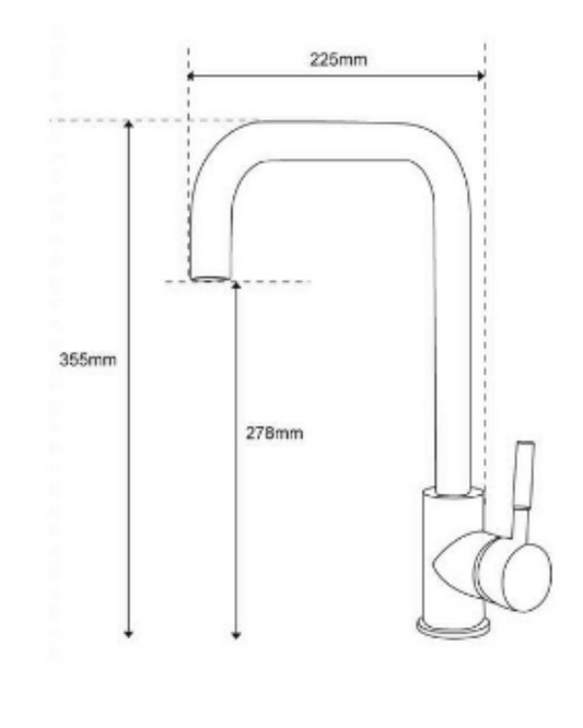 Miscelatore Cucina Girevole a Collo Quadrato Satinato