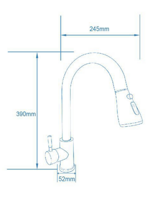 Miscelatore da Cucina Nero Opaco con Doccetta Estraibile – Design Moderno