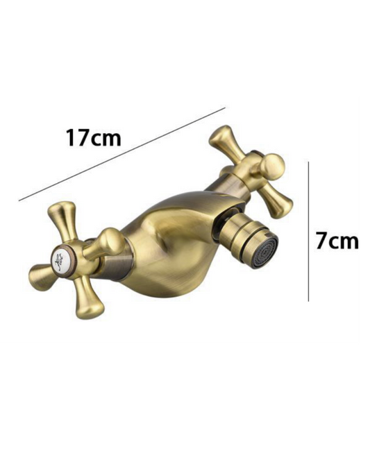 Rubinetto da Lavabo in Ottone Anticato – Stile Vintage con Doppia Manopola