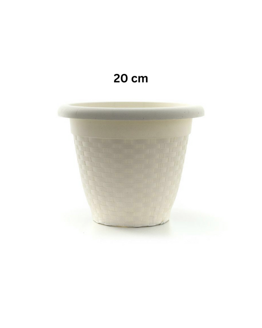 Vaso in Plastica Effetto Rattan – Bianco | Disponibile in 6 Misure