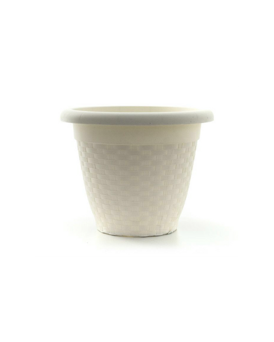Vaso in Plastica Effetto Rattan – Bianco | Disponibile in 6 Misure