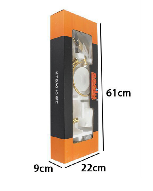 Set Accessori Bagno 6 Pezzi Oro con Cristalli – Stile Classico Elegante