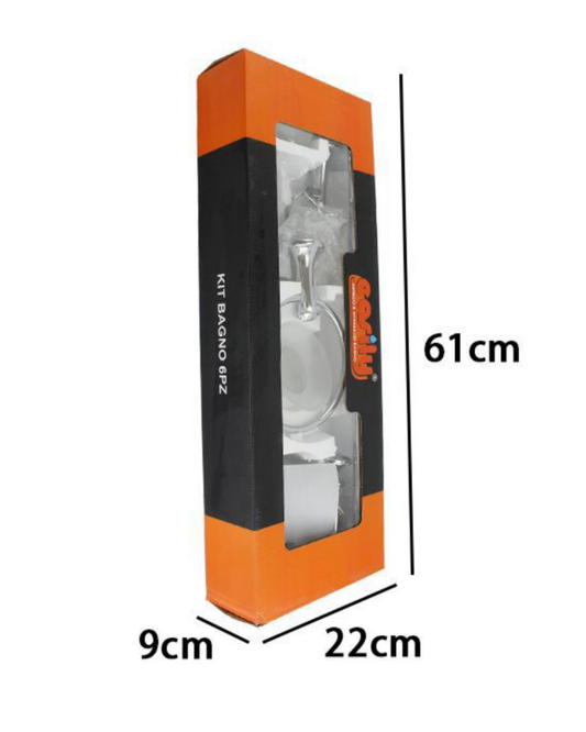 Set Accessori Bagno 6 Pezzi in Acciaio Cromato con Dettagli Cristallo – Eleganza e Funzionalità