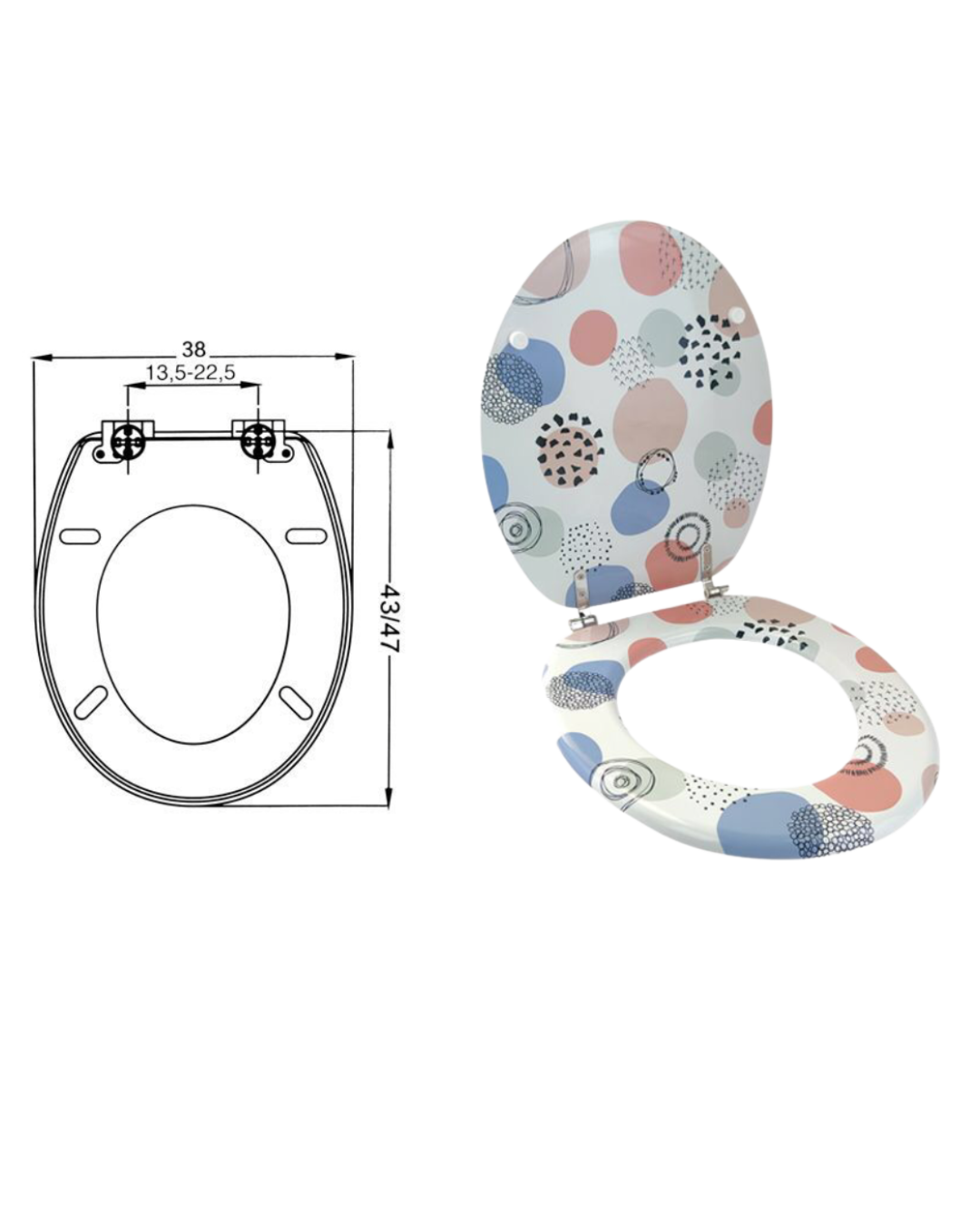 Set Accessori Bagno 10 Pezzi Coordinati – Fantasia Pois Colorati
