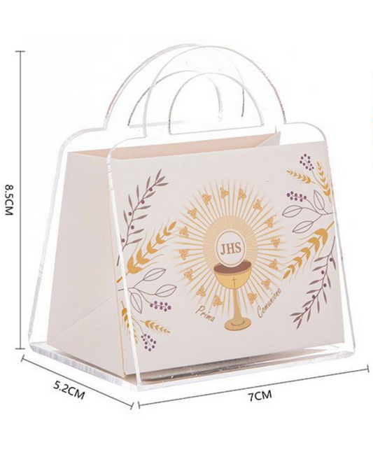 12 Scatoline Bomboniere Prima Comunione a Forma di Borsetta – Confezioni Eleganti per Confetti e Ricordi