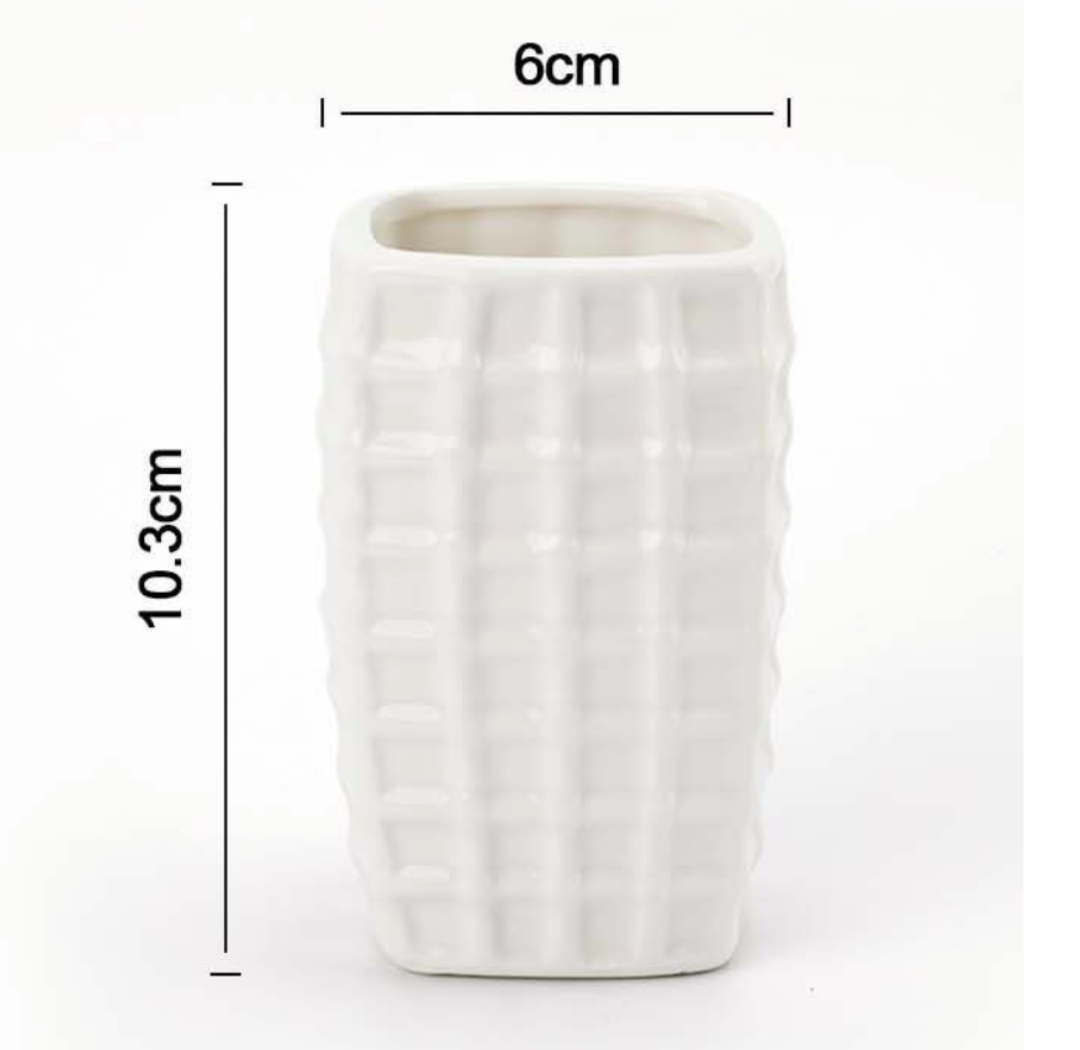 Portaspazzolino in Ceramica Griglia Bianco – Ø7x10.2cm