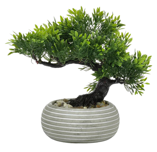 Bonsai Artificiale Decorativo H23 cm con Vaso in Ceramica – 3 Modelli Disponibili