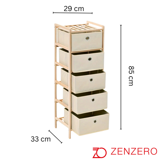 Scaffale con 5 Cesti in Tessuto