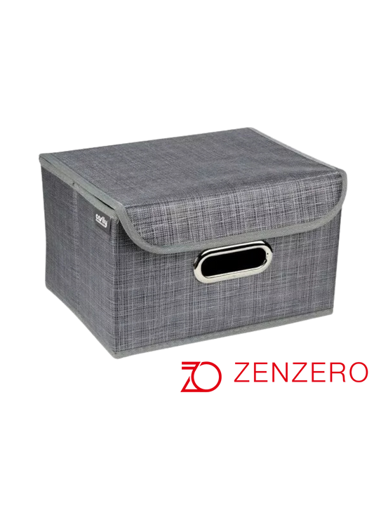 Scatola Contenitore Pieghevole in Tessuto con Coperchio e Maniglia