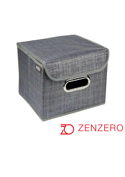 Scatola Contenitore Pieghevole in Tessuto con Coperchio e Maniglia