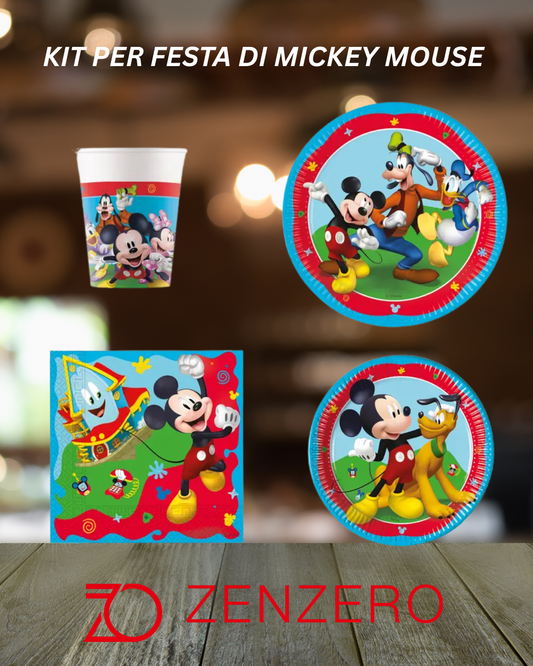 Set Festa Mickey Mouse - Piatti, Bicchieri e Tovaglioli