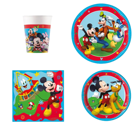 Set Festa Mickey Mouse - Piatti, Bicchieri e Tovaglioli