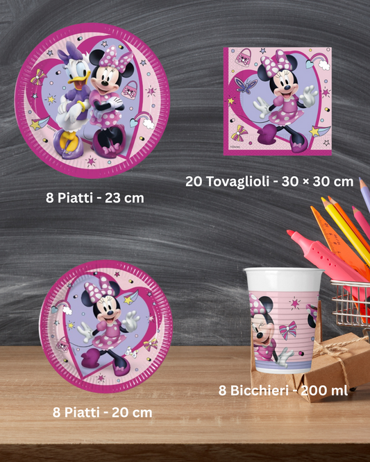 Set Festa Minnie e Paperina – Piatti, Bicchieri e Tovaglioli (Disney, Rosa e Viola)