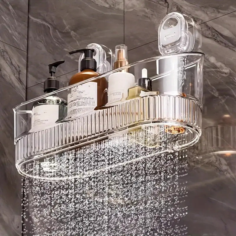 Set 2 Mensole Bagno con Ventosa – Piccola e Grande, Trasparenti