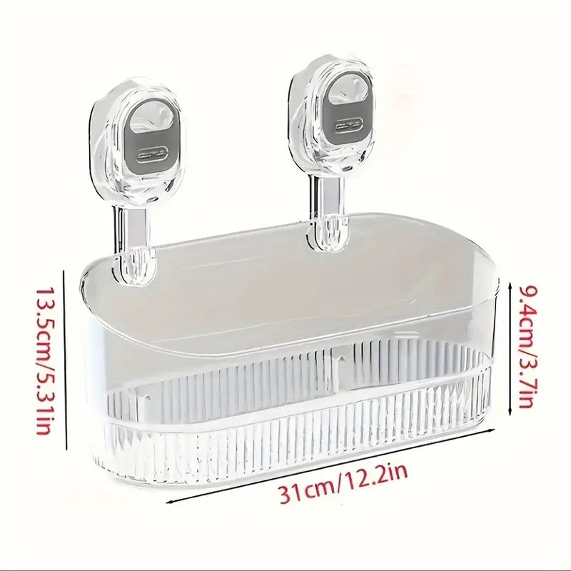Set 2 Mensole Bagno con Ventosa – Piccola e Grande, Trasparenti