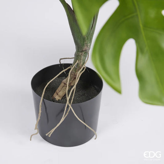 Pianta Artificiale Monstera EDG H100 cm con Vaso – Interno ed Esterno Verde Realistica