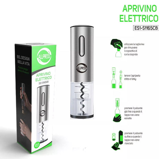 Cavatappi Elettrico Apribottiglie Vino Automatico Allpress – Inox