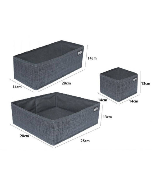 Set 3 Pezzi Contenitori Organizer in Tessuto