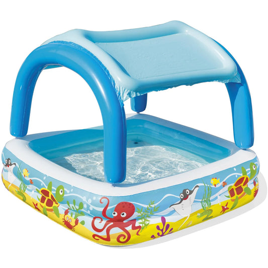 Piscina Gonfiabile con Tetto Parasole Pesci Tropicali – 140x140 cm