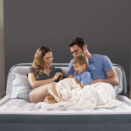 Materasso Gonfiabile Matrimoniale Intex Dura-Beam Deluxe con Testiera – 236x152x86 cm – Pompa Integrata