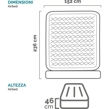 Materasso Gonfiabile Matrimoniale Intex Dura-Beam Deluxe con Testiera – 236x152x86 cm – Pompa Integrata