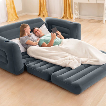 Divano Letto Gonfiabile 2 in 1 Intex – Trasformabile per 2 Persone – 203x224 cm – con Porta Bicchieri
