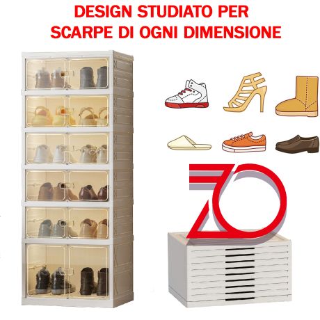 SCARPIERA PIEGHEVOLE A 6 RIPIANI IN PLASTICA