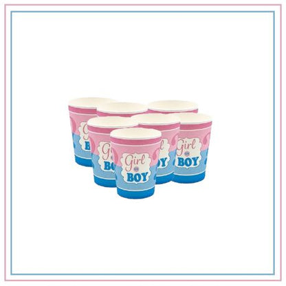 BICCHIERI per FESTA Gender Reveal BOY or GIRL in Carta Monouso - Pezzi 12