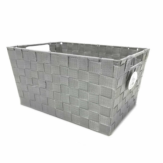 Cestino con Manici in Polipropilene Grigio – 35x25x18 cm, Contenitore Multiuso