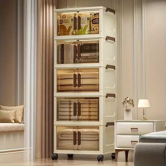 Armadio in Plastica Richiudibile Multiuso – Mobile Salvaspazio con Ripiani – 123×60×33 cm o 152×60×33 cm