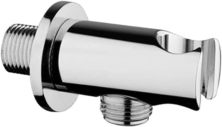 Presa Acqua a Muro Rotonda in Ottone con Supporto Doccetta e Rosetta – Attacco Universale 1/2” – Uscita per Soffione Doccia – Finitura Silver Zenzero