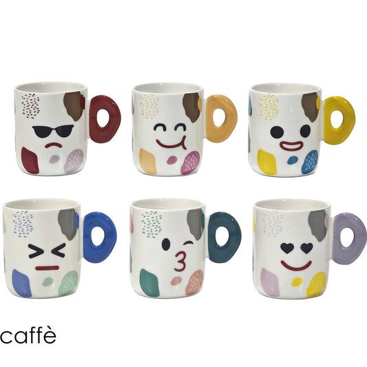 Tazzina da Caffè in Porcellana 13 cl – Design Emoji Multicolor – 6 Modelli Assortiti