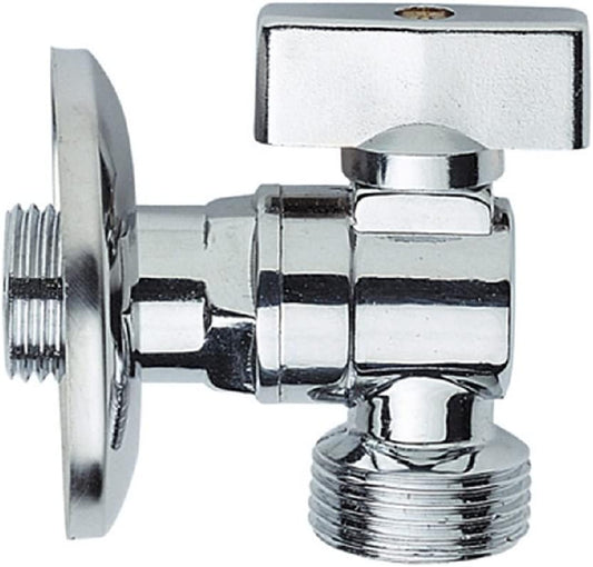Rubinetto Lavatrice in Ottone con Valvola a Sfera Angolare e Rosetta – Attacco 1/2” Ingresso / 3/4” Uscita – Rubinetto per Carico Acqua Universale – Zenzero