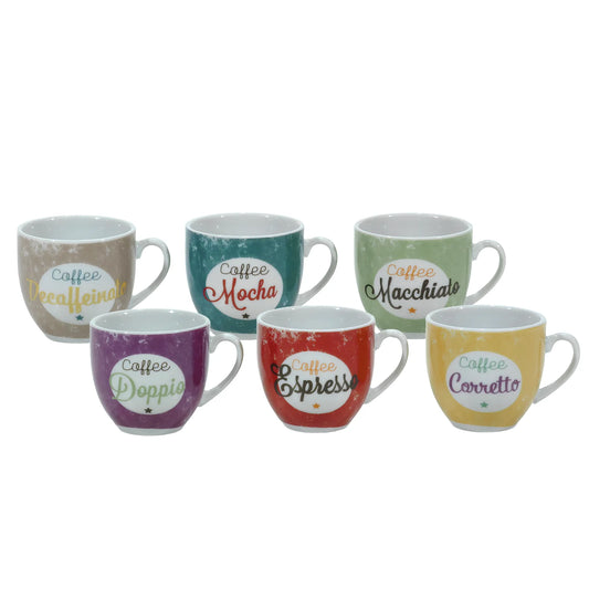 Set 6 Tazzine da Caffè in Porcellana – 9 cl – Multicolor – Microonde & Lavastoviglie