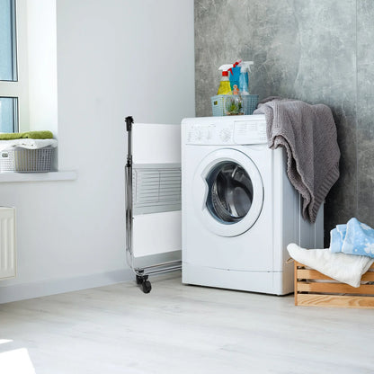 Carrello Multiuso Pieghevole Karry&Go con 2 Ripiani e Cestello – Bianco 70x68x40 cm