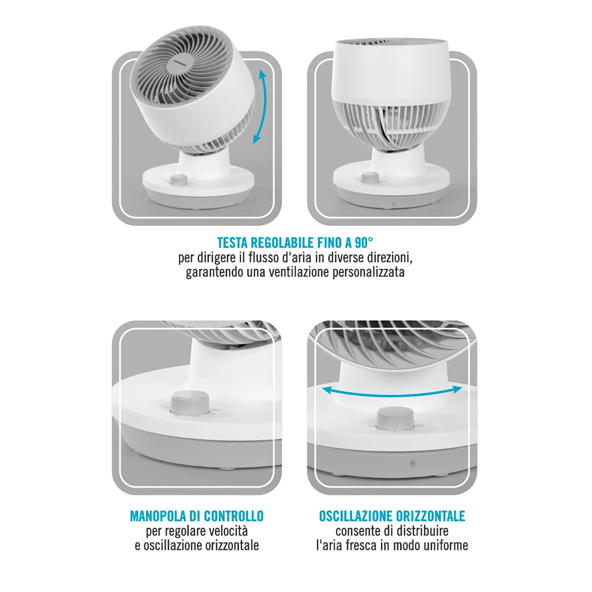 Ventilatore da tavolo 3 pollici, 5 pale, 3 velocità, 3600mAh, blu Ventilatore da tavolo 3 pollici, 5 pale, 3 velocità, 3600mAh, blu