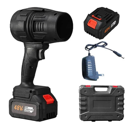 Soffiatore Portatile 48V con 2 Batterie e Caricatore – Mini Blower Potente per Foglie, Auto, Polvere e Lavori Domestici